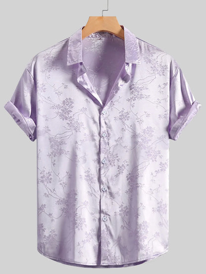 Men's Embroidered Short-sleeved Shirts for Men's Hawaiian Shirts