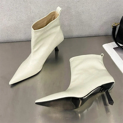 New Fashion Ankle Boots Women Pointed Toe Slim Short Ladies Booties