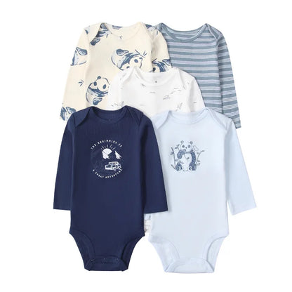 Ircomll 5 PCS Long Sleeve Baby Boys Girls Bodysuit Baby Girl Boy Clothes Infant Bodysuit Sets for Children 0 to 12 months bebe