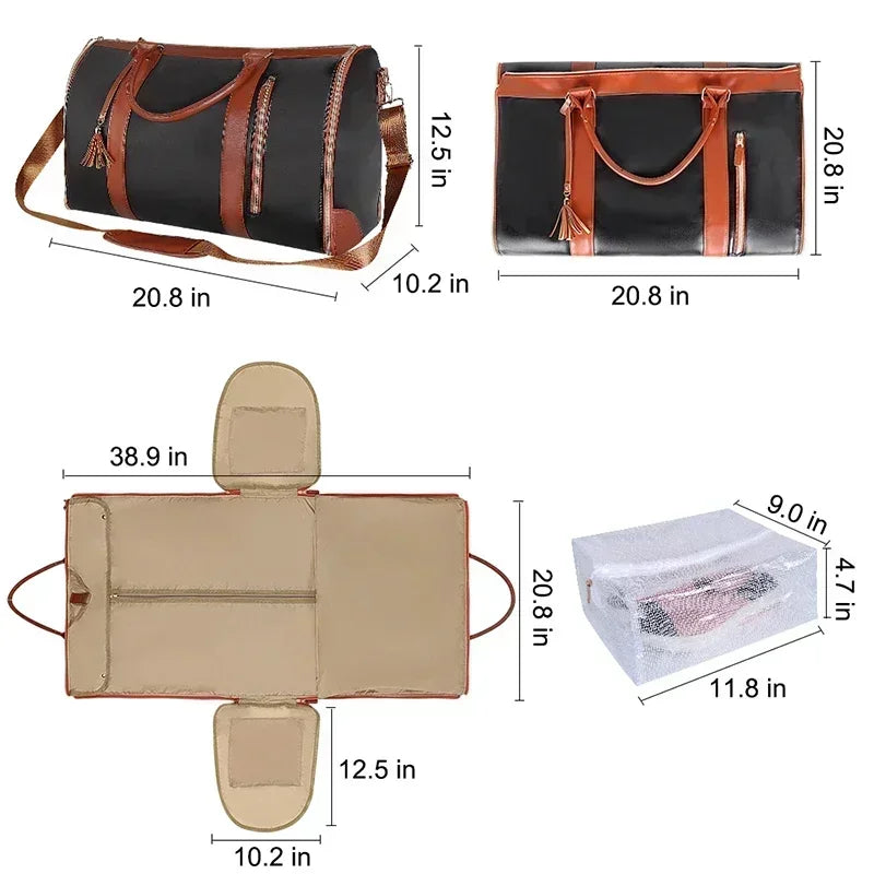Gifts Large PU Folding Suit Storage Bag Foldable Women's Travel Convenient Clothing Bag Duffel Bag Women's Business Travel Bag
