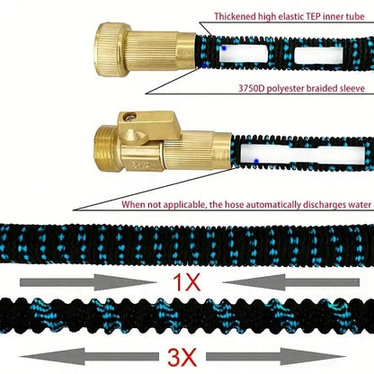 Flexible Expandable 25-100FT Magic Home and Garden Hose High Pressure House Watering Gun Set for Farm Irrigation Car Wash Pipes