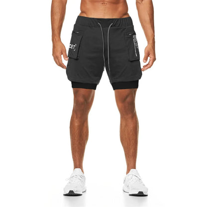 Sportswear Double-deck Running Shorts 2 In 1 Beach Bottoms Summer Gym Fitness