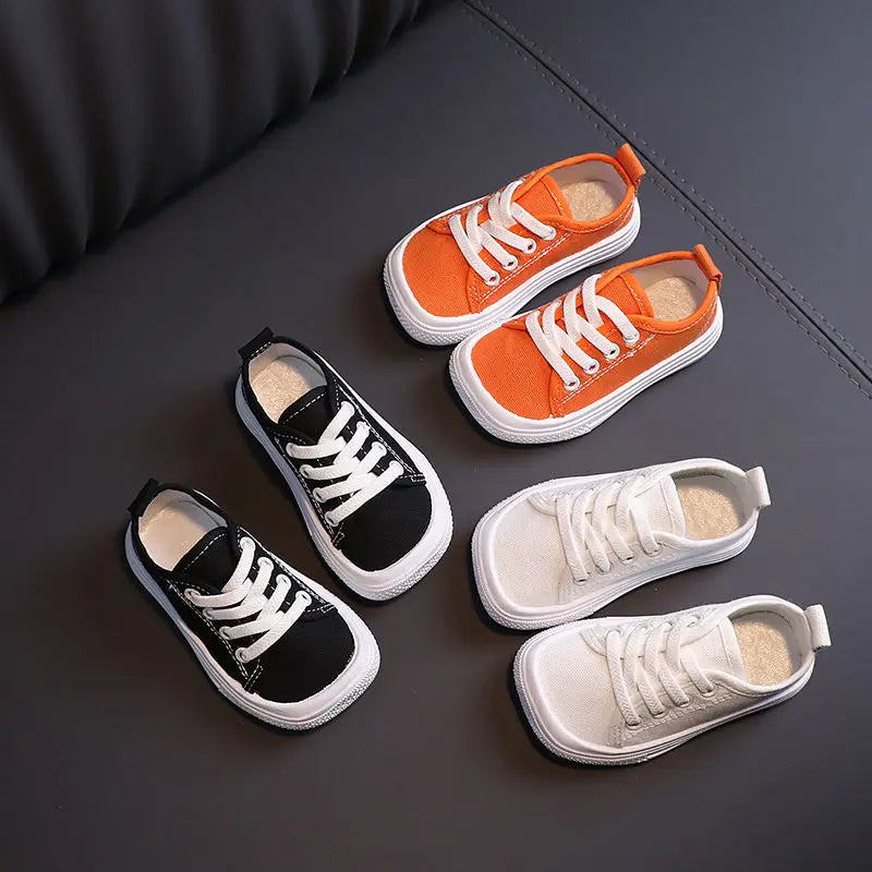 Children Sport Canvas Shoes Lace-up Girls Flat Boys Casual Shoes