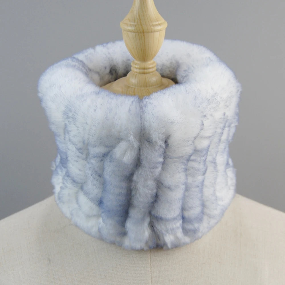 Good Elastic Rex Rabbit Fur Ring Scarves Winter Warm Women Genuine Rex Rabbit Fur Scarf Knitted Real Natural Fur Wraps Headbands