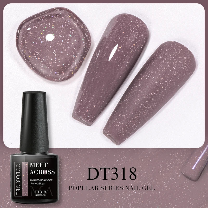 MEET ACROSS 7ml Brown Series Gel Nail Polish Autumn Coffee Color Nail Art Gel Nail Supplies Semi-Permanent Varnish Manicure