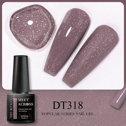 MEET ACROSS 7ml Brown Series Gel Nail Polish Autumn Coffee Color Nail Art Gel Nail Supplies Semi-Permanent Varnish Manicure