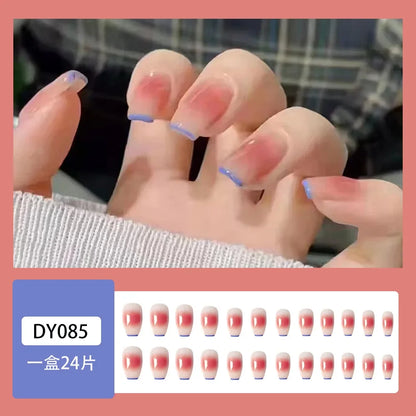 24Pcs New White Daisy Fake Nails Short Simple Detachable Wearable Armor Wearing Reusable False Nails Ballerina Press on Nail Set