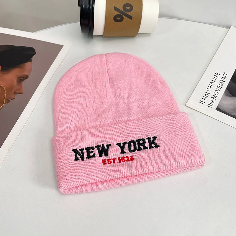 1pc Unisex Knit Beanie Hat With "NEW YORK" Embroidery Graphic, Warm Outdoor Streetwear Casual Winter Hat