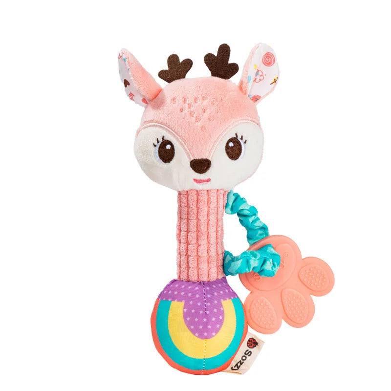 Baby Rattles Soft Stuffed Animal Rattle Hand Grip Baby Toys Shaker Crinkle Squeaky Sensory Soothing Toys Toddler Gifts