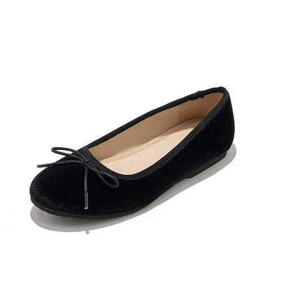 AP8-001 Ballet Flat For Girls Blue Black Classic New Design Winered Velvet With Bow Girls Casual or Winter