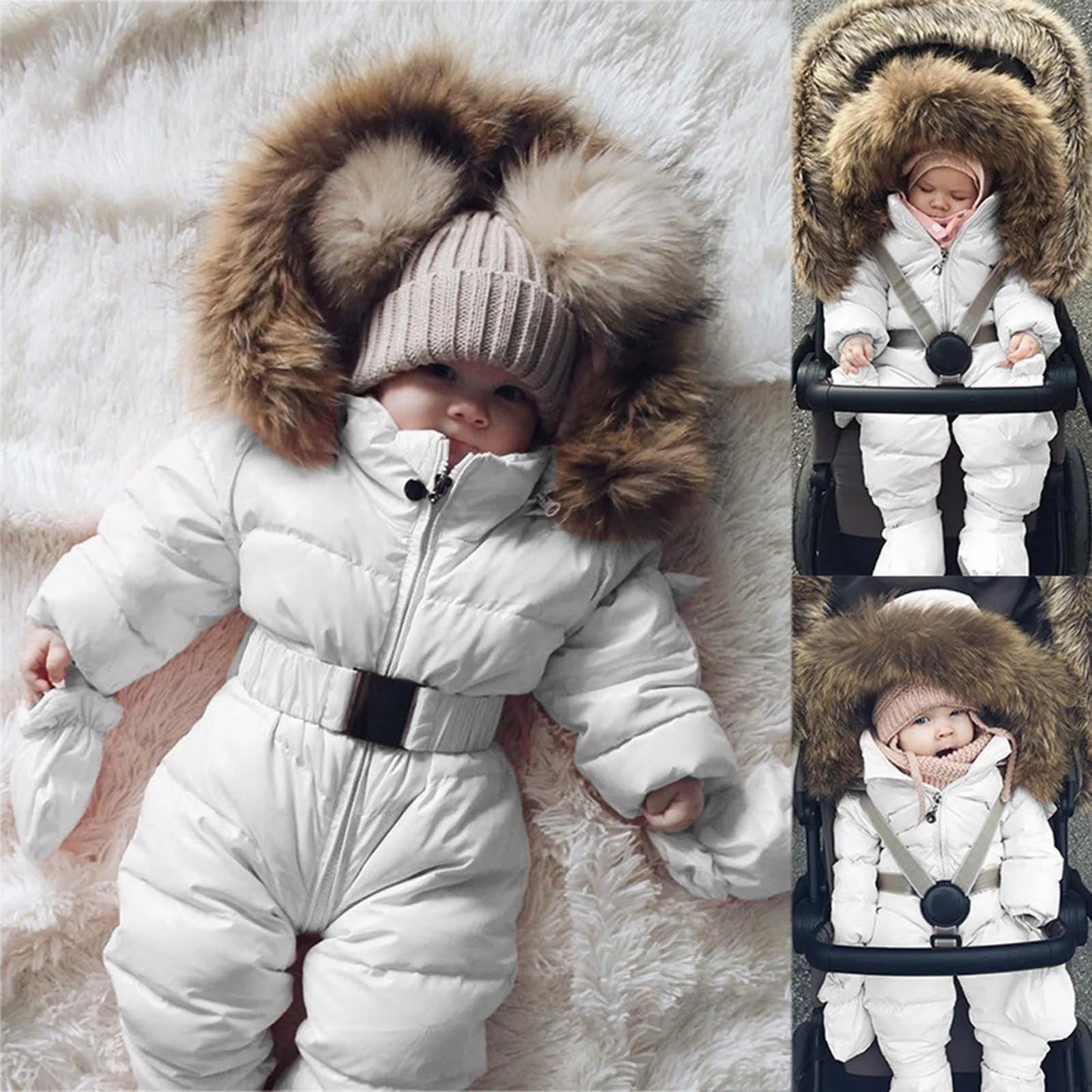 Winter Hooded Jumpsuit for Girls Boys Baby Ski Clothing Overalls Snowsuit for Children Kids Ski Coat Jacket Rompers 1/2 Years 2T