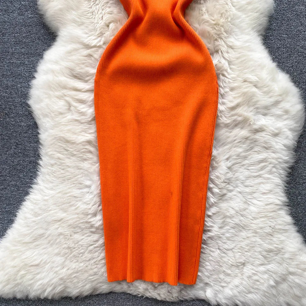 Sexy One Shoulder Knitted Bodycon Mini Dress