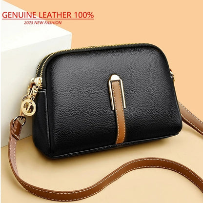 Genuine Leather Shoulder bag Women Handbag Designer Cowhide Flap Bag