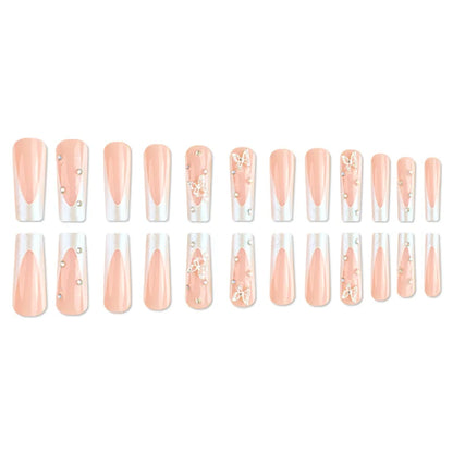 Pipe Nail French Stereo Bear Bow Pearl Manicure Fake Nails