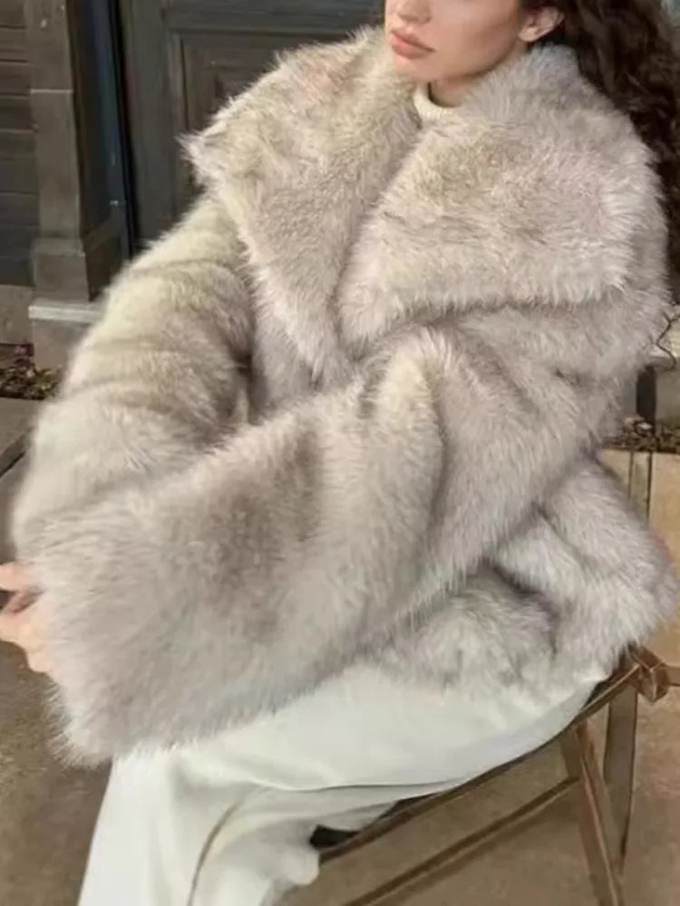 New Autumn And Winter Fashion Women Clothes Turn-down Collar Fur Full Sleeves Cardigan Female Coat Tide 19D242
