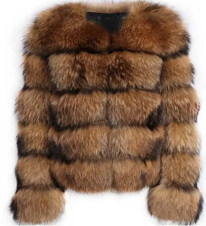 Raccoon Fur Jacket Autumn Winter Faux Fur Fox Coats Short Coat