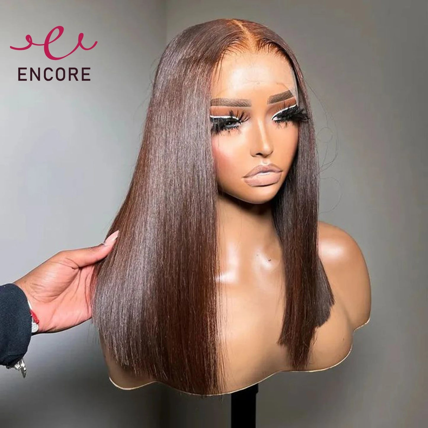 200% Density Human Hair Bob Wigs 13x4 Human Hair Lace Front Wig Chocolate Brown Brazilian Remy Straight Short Bob Wigs for Women