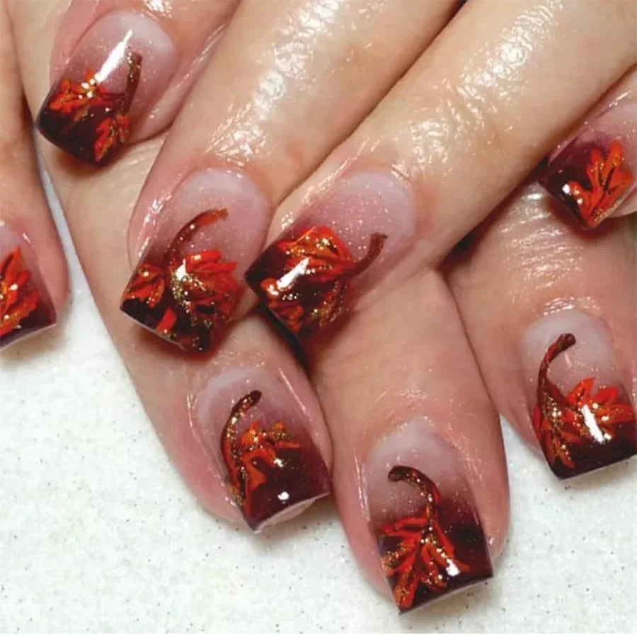 24Pcs Medium Short Square False Nails Glittering Nail Art White Wearable Fake Nail Silver French Full Cover Press on Nail Tips