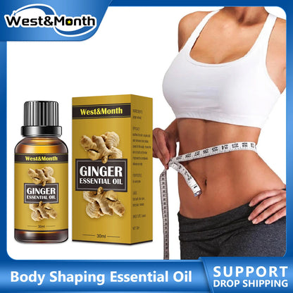 Natural Ginger Oil Lymphatic Drainage Therapy Full Body S-limming Thin Leg Remove Cellulite Sculpting Weight Loss Massage Oil