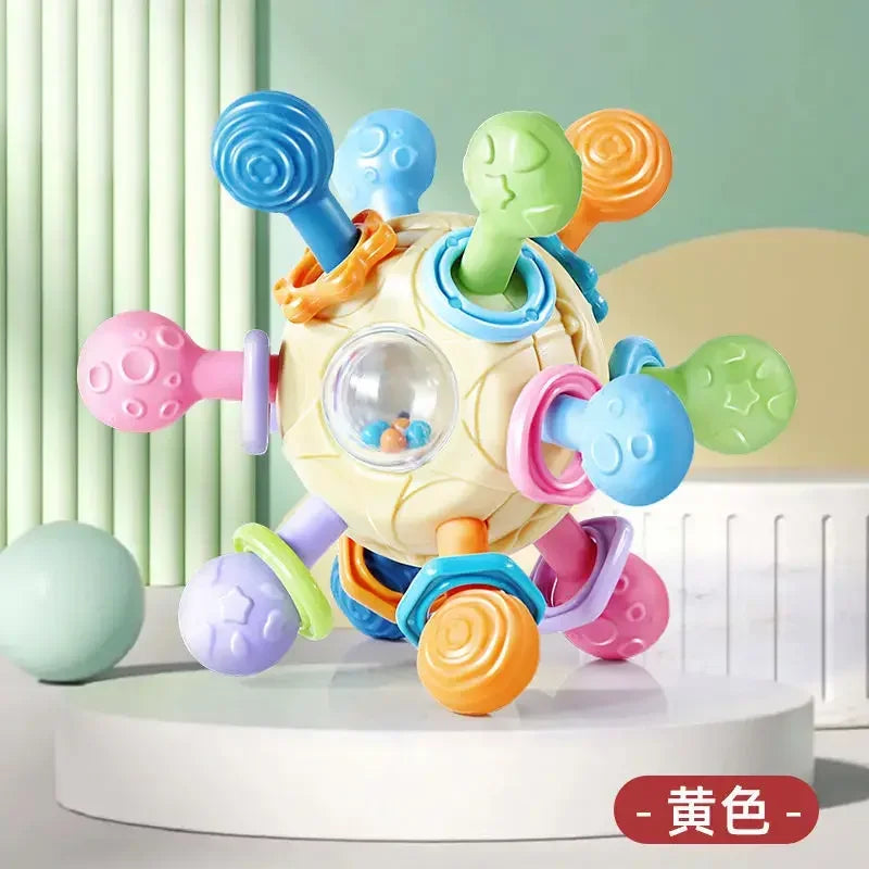 Baby Toys 0 1 2 Months Rotating Rattle Ball Grasping Activity Baby Development Toy Silicone Rattles Baby Sensory Toys for Babies