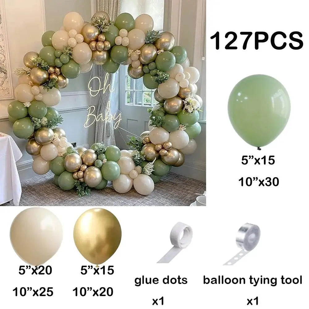92pc Sage Green Balloons Garland Arch Kit White Gold Confetti Balloon Baby Shower Birthday Party Wedding Decoration Latex Globos