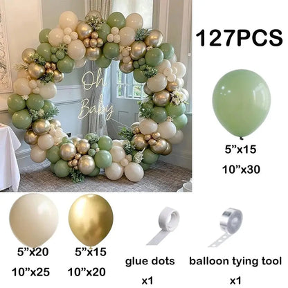 92pc Sage Green Balloons Garland Arch Kit White Gold Confetti Balloon Baby Shower Birthday Party Wedding Decoration Latex Globos