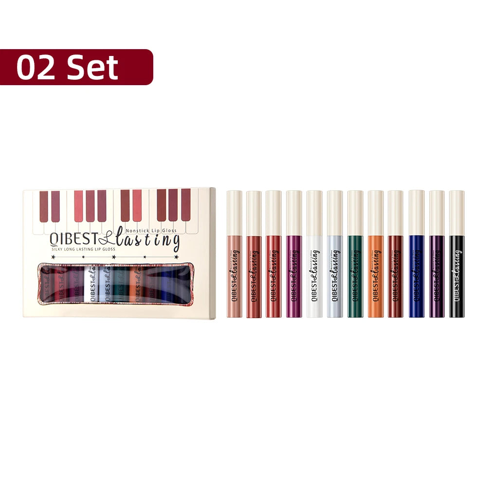 12 non-stick cup lip glaze set velvet matte mist liquid lipstick waterproof