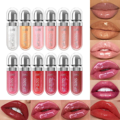12 Colors Glitter Lip Gloss Long Lasting Diamond Pearlescent Metallic Liquid Lipstick