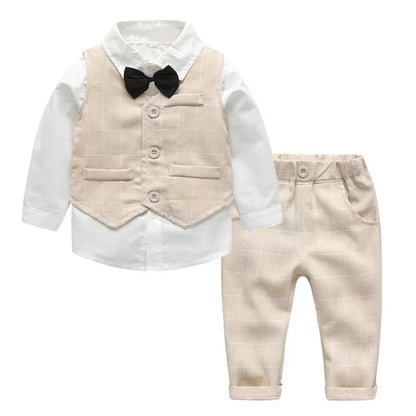 Boys Suits Clothes For Wedding Formal Party clothes Striped Baby Vest Shirt Pants Kids Boy Outerwear
