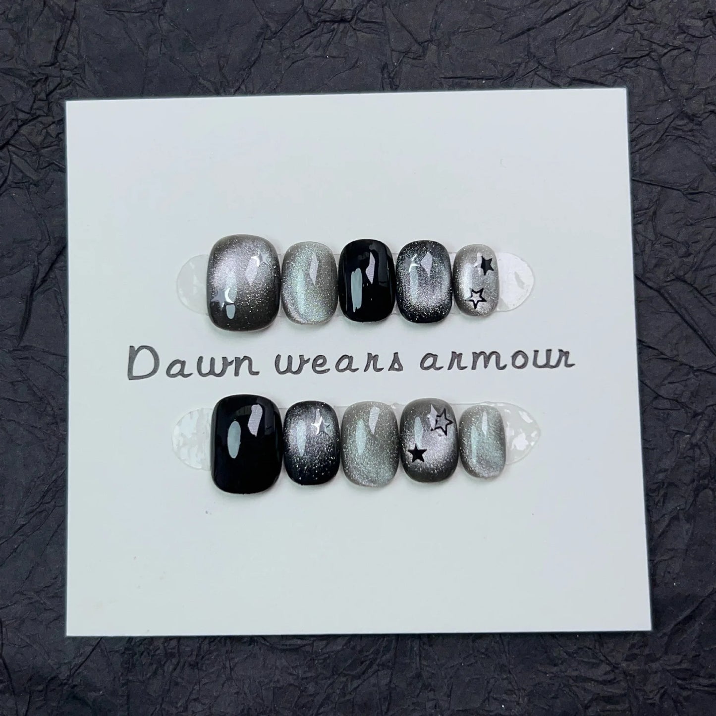 10Pcs Short Handmade Press On Nails Full Cover Cute Cat Cat Eye