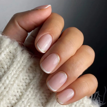 24Pcs Short Square False Nails Simple French Fake Nails Press on Nails Full Cover Nail Tips Detachable DIY Manicure