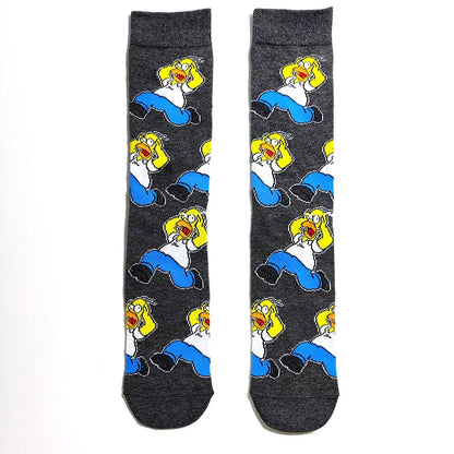 Simpsons Cartoon Anime Funny Socks Men Hip Hop Print Novelty Crazy Sokken Hip Hop Unisex Comfortable Skateboard Happy Meias