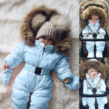 Winter Hooded Jumpsuit for Girls Boys Baby Ski Clothing Overalls Snowsuit for Children Kids Ski Coat Jacket Rompers 1/2 Years 2T