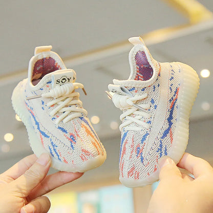 Children Sneakers 2025 Spring Kids Sports Shoes for Girls Flying Woven Breathable Mesh Shoes for Boys Casual Shoes Baby Sneakers