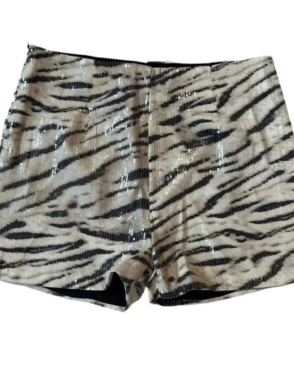 Weird Puss Sexy Sequins Shorts Women Leopard Print Patchwork Wild Skinny