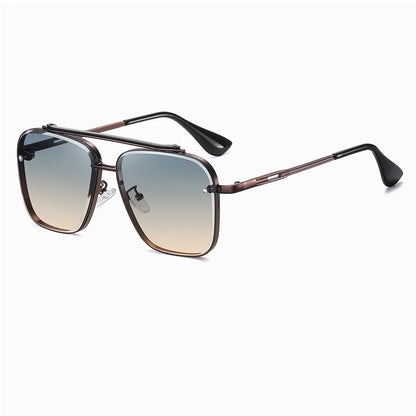Gradient Color Sunglasses Men's Large Metal Frame SunglassesWomen