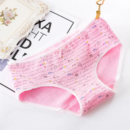 5Pcs Cotton Underwear Women's Panties Plus Size Briefs Girls Calcinha Sexy Lingerie Ladies Panty Print Cartoon Female Underpant