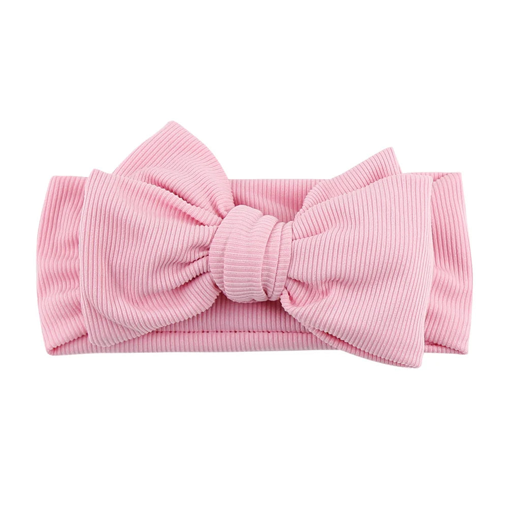 Solid Ribbed Cotton Baby Headband Big Bow Double Layers Knotted Headwraps Newborn Boys Girls Elastic Hair Bands Accessories