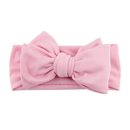 Solid Ribbed Cotton Baby Headband Big Bow Double Layers Knotted Headwraps Newborn Boys Girls Elastic Hair Bands Accessories