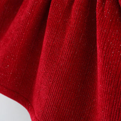 Winter Newborn Girls Clothes Korean Fashion Bow Cute Fleece Warm Thick Long Sleeve Red Baby Dress