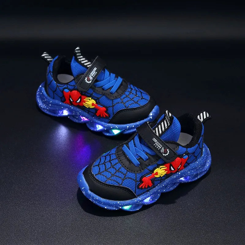 New Spider-man Children's  Sneaker With Lights Spring Led Kids