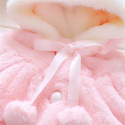 Children's new cape girls autumn and winter wool sweater shawl baby ear fleece jacket cape