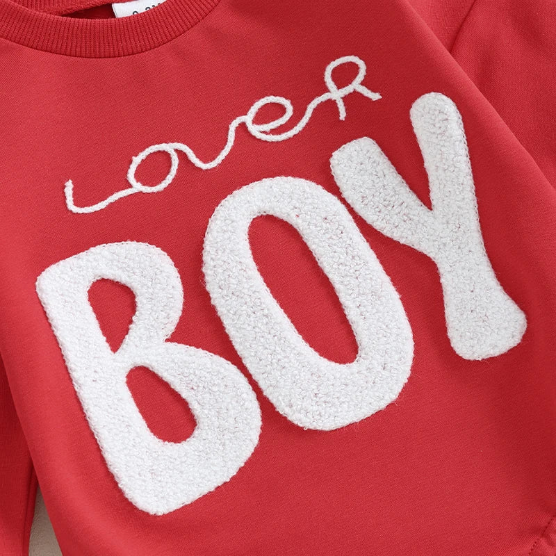 0-18M Baby Boys Sweatshirts Rompers Valentine's Day Sleeve Jumpsuit