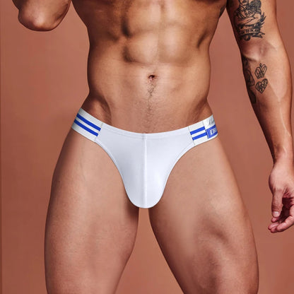Men Cotton Underwear Blue Striped Belt Mens Briefs Sexy Bikini Underpants for Men Sports Fitness