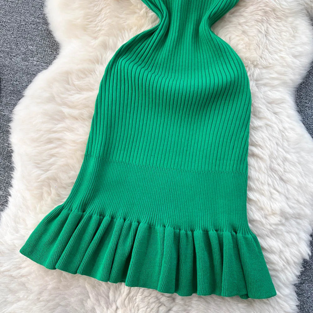 Sexy Package Hips Ruffles Mini Dress