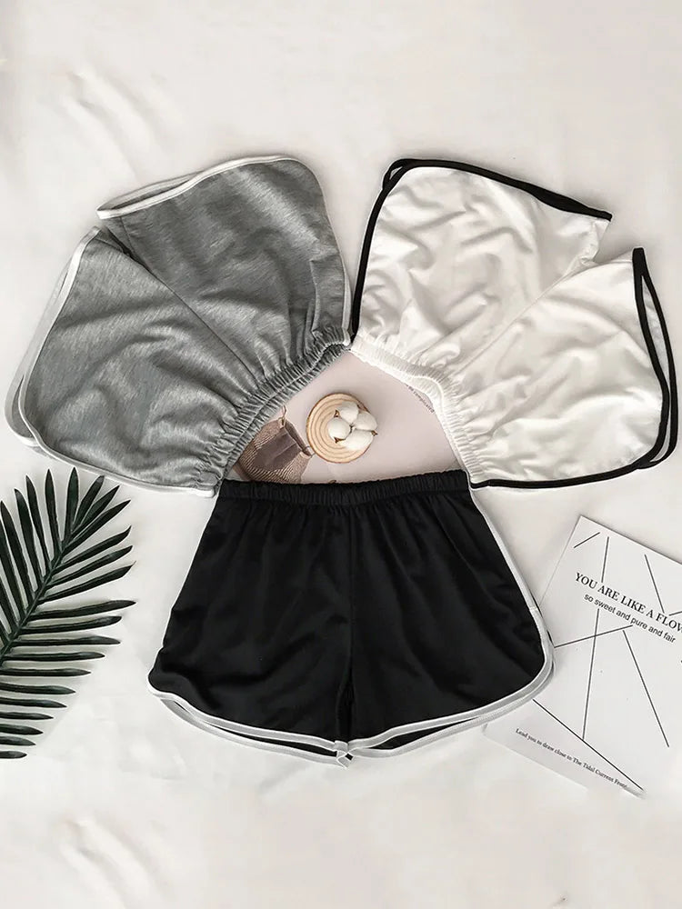 2025 Simple Women Casual Shorts Patchwork Body Fitness Short