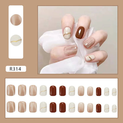 Sweet Mountain Tea Wearable Pink Press On Fake Nails Tips With Glue false nails design Butterfly Lovely Girl false nails