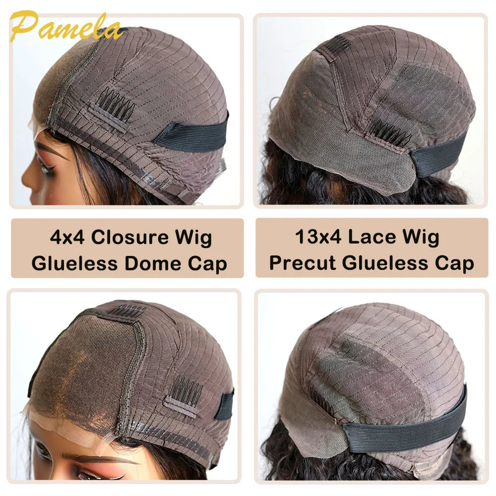 Ombre Blonde Short Bob 4x4 Glueless Human Hair Wigs 13x4 Transparent Lace Frontal Wigs Brown Loose Deep Wave Bob For Women