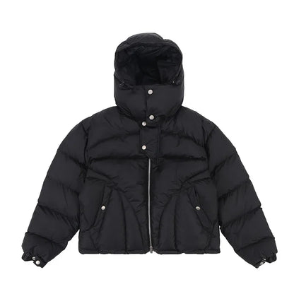 Men's Parka Jackets Hooded Male Padded Coats High Street Solid Color Niche Design Winter Zipper Windproof Warm High-quality Coat