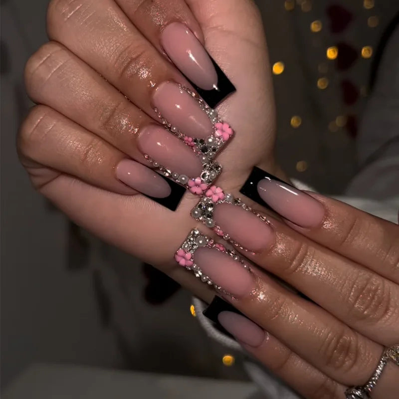 24Pcs Long Coffin Rhinestones Ballet Press